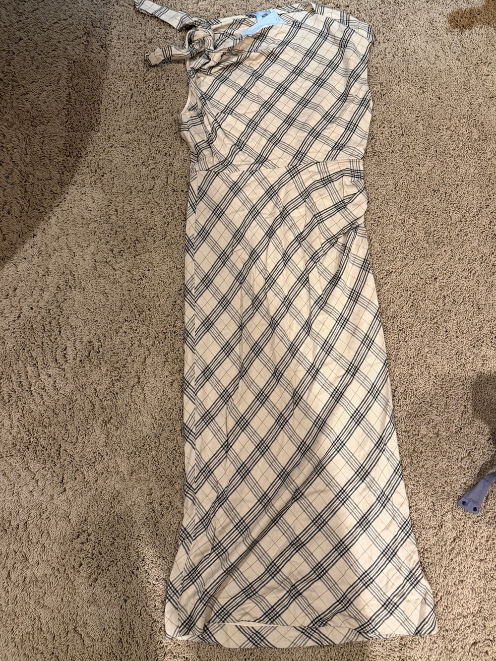 ANTONIO MELANI Cream Plaid Maxi Dress